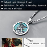 Sterling Silver St Michael St Christopher Pendant Necklace