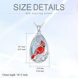 Sterling Silver Moonstone  Blue Jay  Cardinal Pendant Necklace