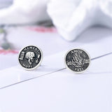 Sterling Silver Memento Mori Stud Earrings for Men