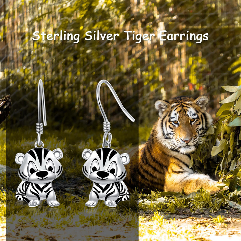 Sterling Silver Tiger Red Panda Elephant  Red Cardinal Dangle Earrings