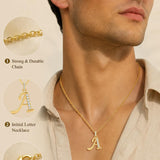 Cubic Zircon 14K Gold Plated Initial Letter A-Z Pendant Necklace