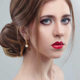 14K Gold Plated Cubic Zirconia Leverback Earring for Women