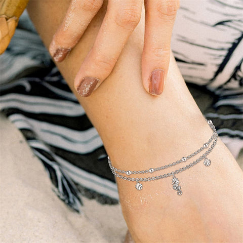 Sterling Silver Multi-layered Animal Anklet