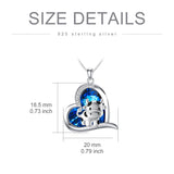 Sterling Silver Blue Crystal  Cow Pendant Necklace