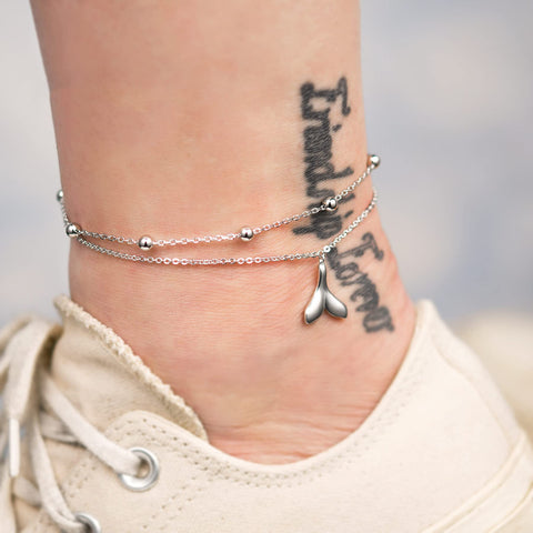 Sterling Silver Multi-layered Animal Anklet