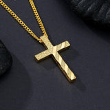 Bible Verse 14K Gold Plated American Flag Cross Necklace for Men