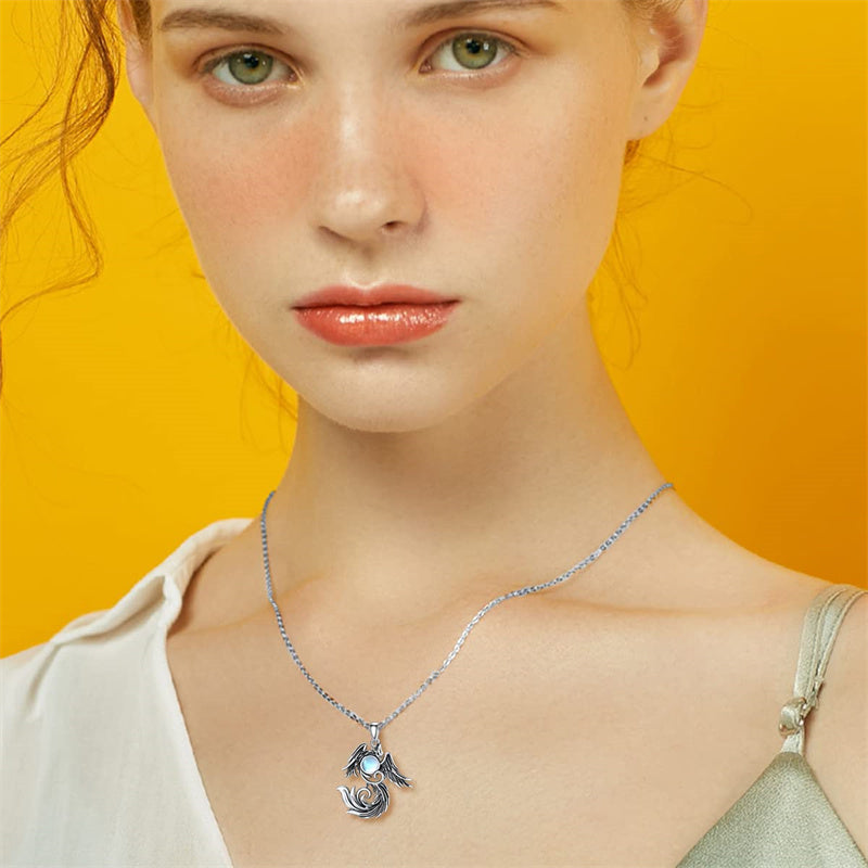 Sterling Silver Blue Jay Eagle Phoenix Owl Pendant Necklace for Women