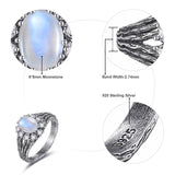 Sterling Silver Moss Agate Moonstone Branch Engagement Wedding Promise Ring  for Her