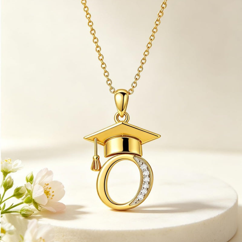 Initial  Graduation 14K Gold Plated Inspiring Grad Pendant Necklace Graduations Jewelry Gifts