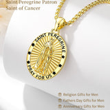 Patron Saint Medals Protection  14K Gold Plated Necklace for Men