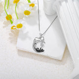 Cat Necklace 925 Silver Cat Birthstone Necklace Cat Jewelry Gift for Women Cat Lover