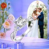 Sterling Silver Personalized Engraved Moissanite Engagement Wedding Anniversary Ring