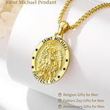 Patron Saint Medals Protection  14K Gold Plated Necklace for Men