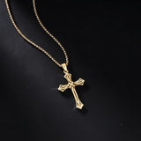 14K Gold Plated Cross Pendant Necklace for Men Religious Jewelry Christian Gift