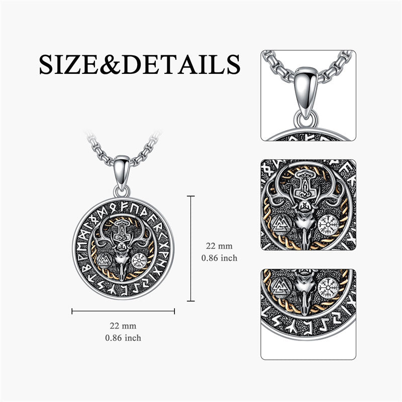 Sterling Silver Amulet Medal  St Sebastian Saint Christopher Viking Deer Pendant Necklace
