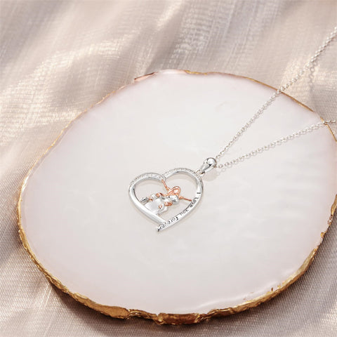 Sterling Silver Father Daughter Heart Pendant Necklace from Dad Gift for Daughter