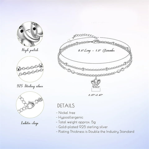 Sterling Silver Multi-layered Animal Anklet