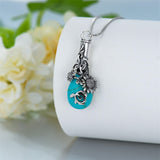 Sterling Silver Teardrop Rose Turquoise Sunflower Turquoise Urn Necklace For Ashes