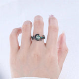 Sterling Silver 10K 14K 18K Gold Natural Leaf  Moss Agate Engagement Anniversary Couple Ring Sets