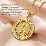 14K Gold Plated Patron Saint Necklace Saint Medal Catholic Amulet Jewelry