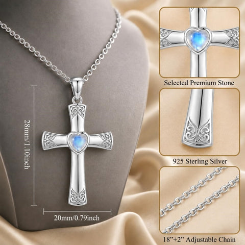 Sterling Silver Cross Pendant Necklace Gift for Anniversary Christmas