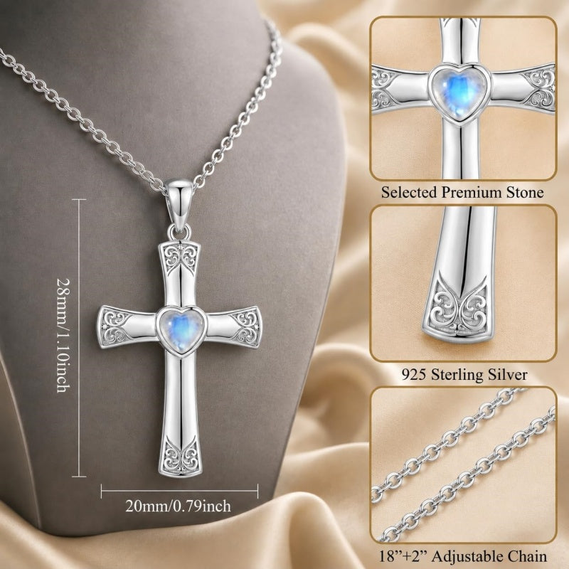 Sterling Silver Cross Pendant Necklace Gift for Anniversary Christmas