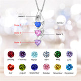 Sterling Silver Personalized  Birthstone Engraved Pendant Necklace for Women