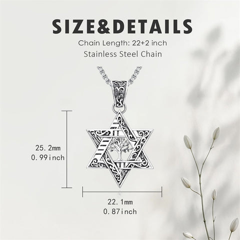 Sterling Silver Star of David Chai Cross Evil Eye Lion of Judah Menorah Tree of Life Protection Pendant Necklace