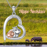 Sterling Silver Cubic Zirconia Hippo Pendant Necklace