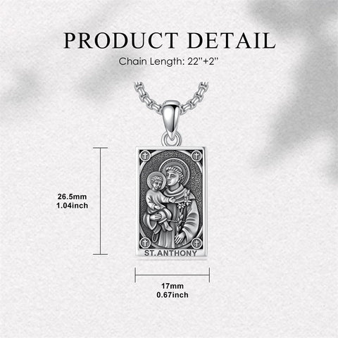 Sterling Silver Saint Anthony Saint Jude Saint Christopher   Saint Michael Amulet Religious Pendant Necklace