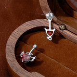 Sterling Silver CZ Heart Demon Angel Stud Earrings