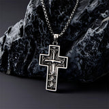 Sterling Silver Cross Christian Pendant Necklace for Men