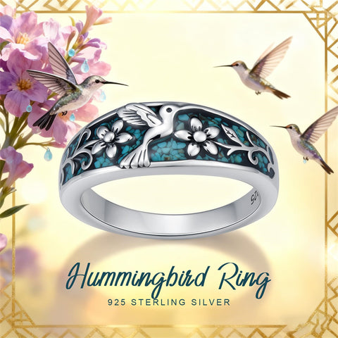 Sterling Silver Turquoise  Dragonfly Hummingbird Turtle Butterfly Mountain Celtic Knot Lotus Ring  Gifts for Women