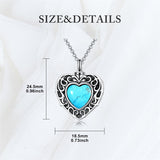 Sterling Silver Moonstone Turquoise Moss Agate Heart Shaped Urn Necklace for Ashes