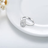 Sterling Silver Personalized Engraved Moissanite Engagement Wedding Anniversary Ring