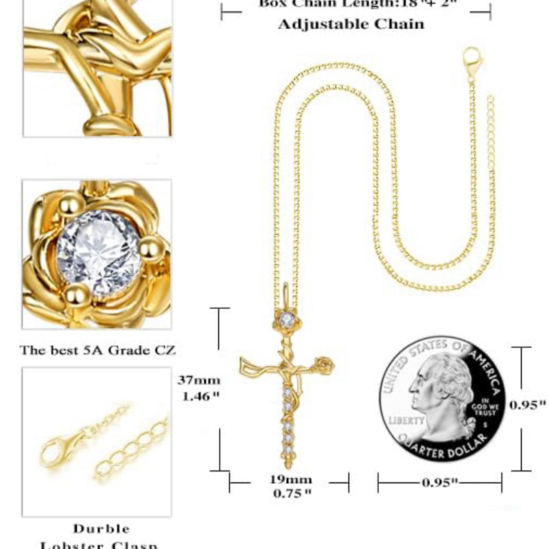 14K Gold Plated Birthstone Cross Necklace for Women Faith Necklace Christian Jewelry
