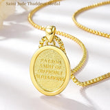 Patron Saint Medals Protection  14K Gold Plated Necklace for Men