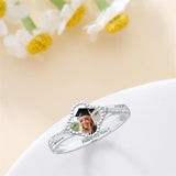 Sterling Silver Customized Engraved Photo Class Ring for Her