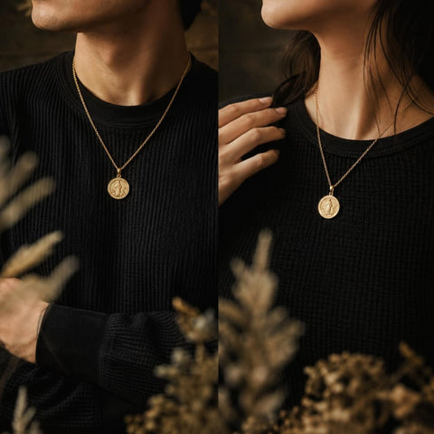 Patron Saint Medal Gold Plated Catholic Pendant Christian Religious Necklace Amulet Jewelry