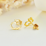 14K Gold Rabbit Stud Earrings