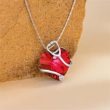 Sterling Silver Heart Crystal Stethoscope Pendant Necklace