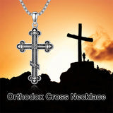 Sterling Silver Orthodox Cross Pendant Necklace Religious Gift