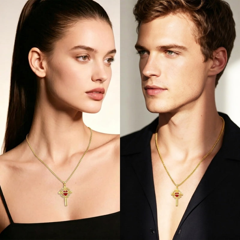 14K Gold Plated Cross Pendant Necklace Religious Confirmation Jewelry