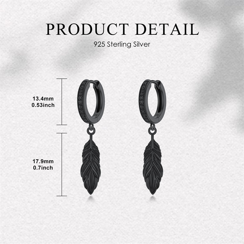 Sterling Silver Feather Arrowhead Axe Hoop Earrings