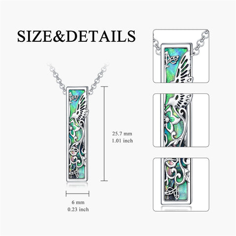 Sterling Silver 3D Bar Turquoise Tree of Life Urn Necklace for Ashes