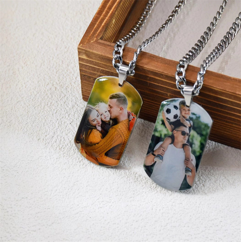 Stainless Steel Personalized Photo Dog Tag  Necklace