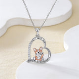 Sterling Silver Corgi Dog Pendant Necklace