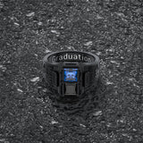 Sterling Silver Personalized  Birthstone Engraved Pattern High School College Class Ring Gift for Graduates