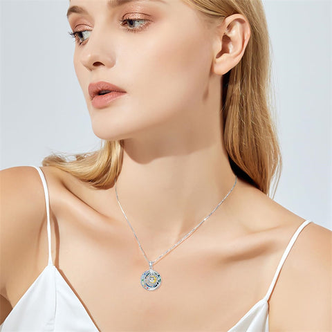 Sterling Silver Crystal Triple Moon Goddess Hamsa Hand Lotus Tree of Life Flower of Life Chakra Pendant Necklace
