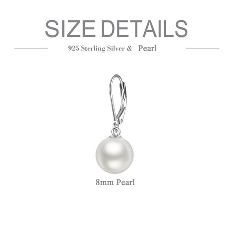 Sterling Silver Pearl Leverback Earrings